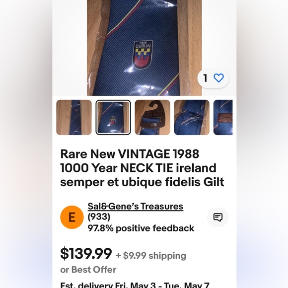 RARE DUBLIN 1988 THOUSAND YEAR ANNIVERSARY CELEBRATION COMMEMORATIVE NECKTIE - Picture 4 of 13